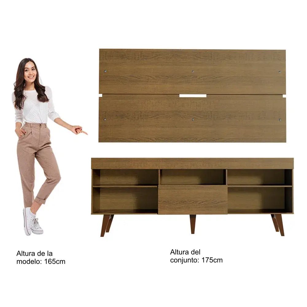 Rack y panel de TV hasta 65" Miami con Patas Rústicas - Balton - 70035Z1CP