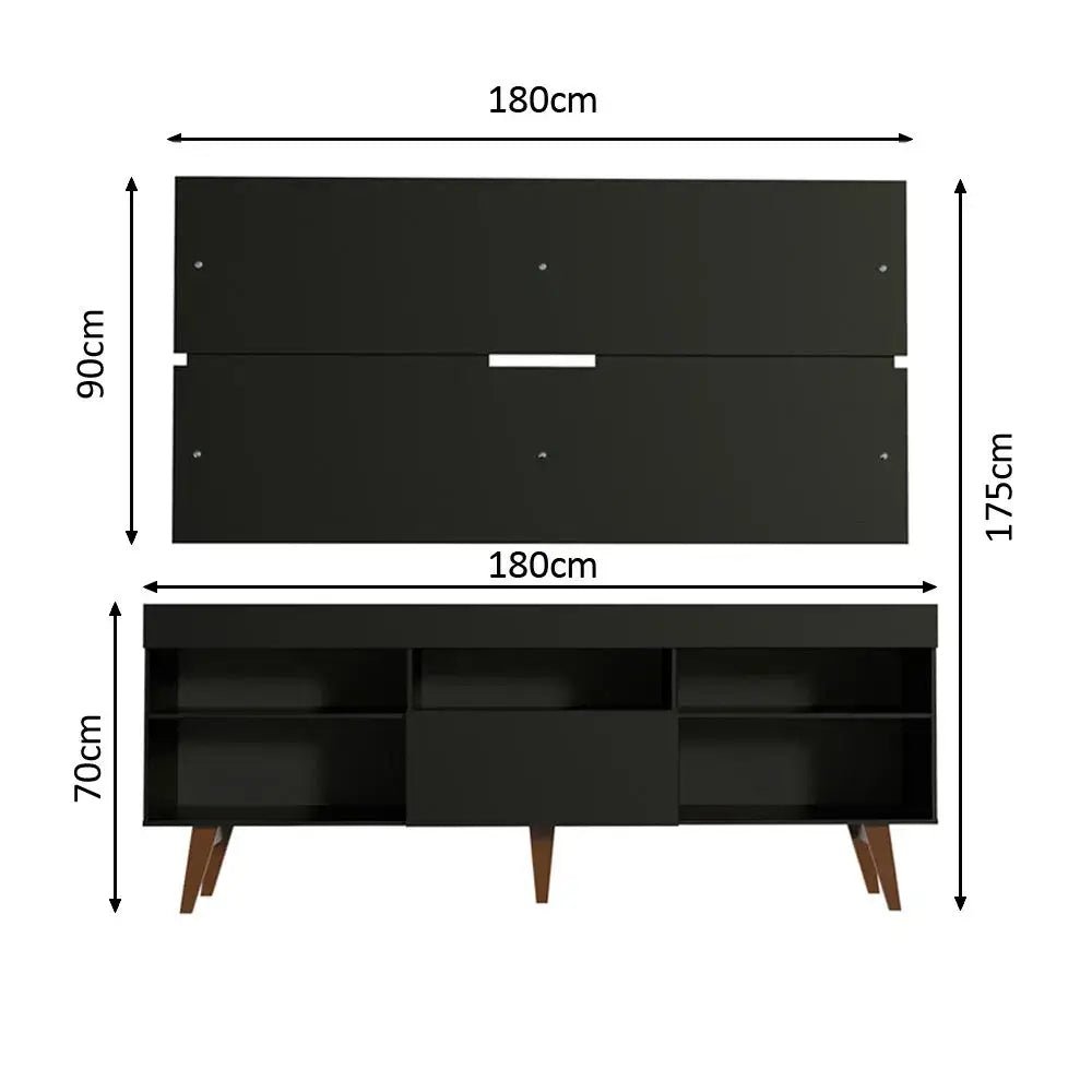 Rack y panel de TV hasta 65" Miami con Patas Rústicas - Balton - 70035Z1CP