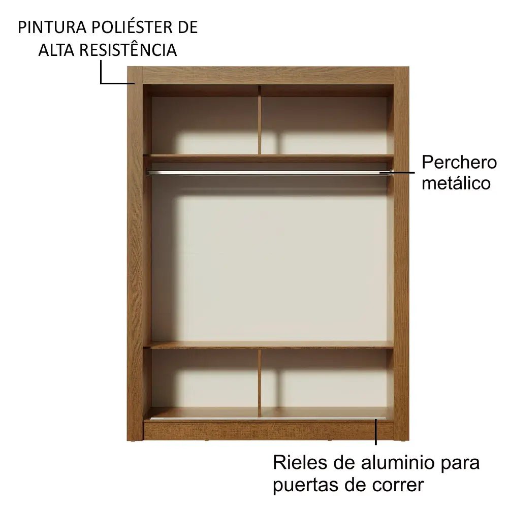 Ropero Denver individual 2 puertas con 2 espejos Color Rustico - Balton - 10945Z2E - 10945Z2E