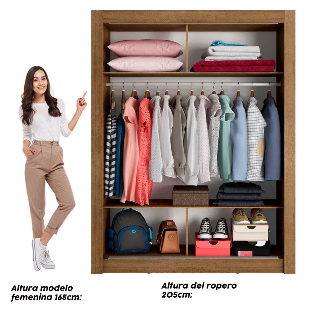 Ropero Denver individual 2 puertas con 2 espejos Color Rustico - Balton - 10945Z2E - 10945Z2E