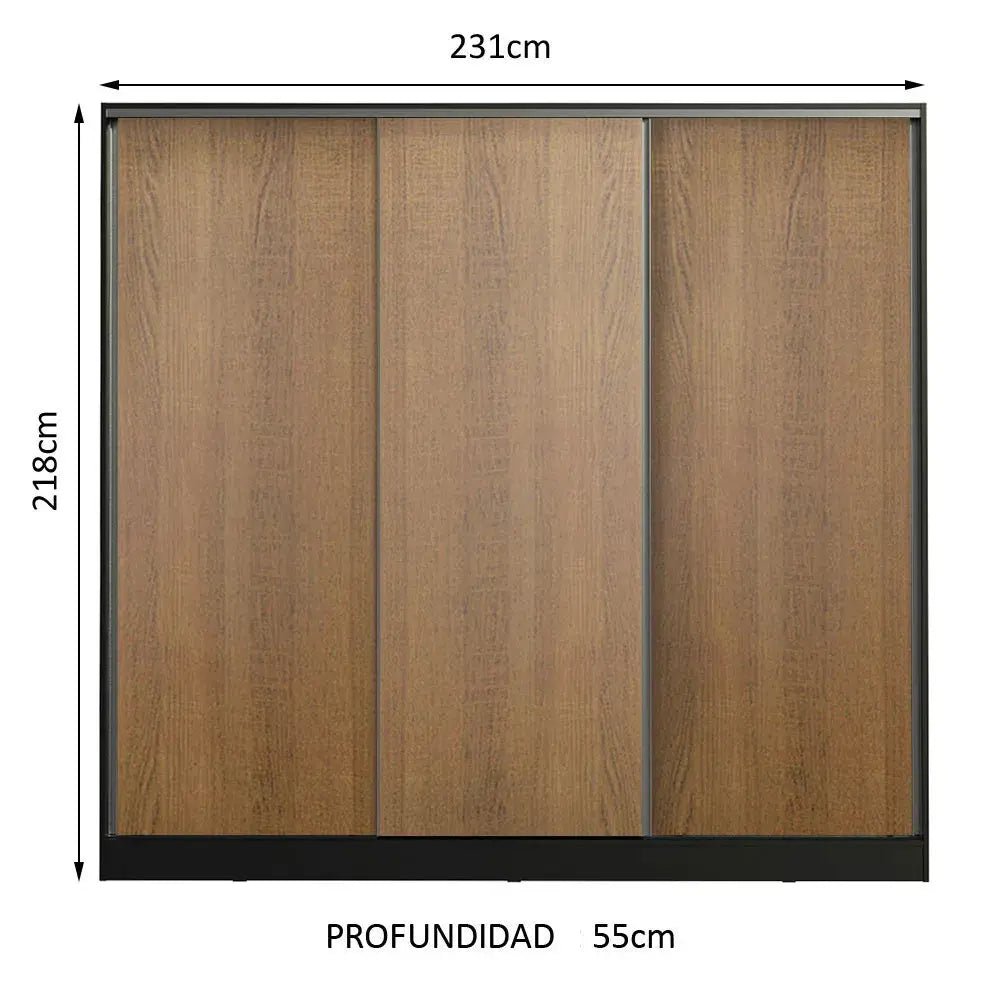 Ropero Matrimonial 100% MDF Zurique 231cm Puertas Corredizas - XC1063D8