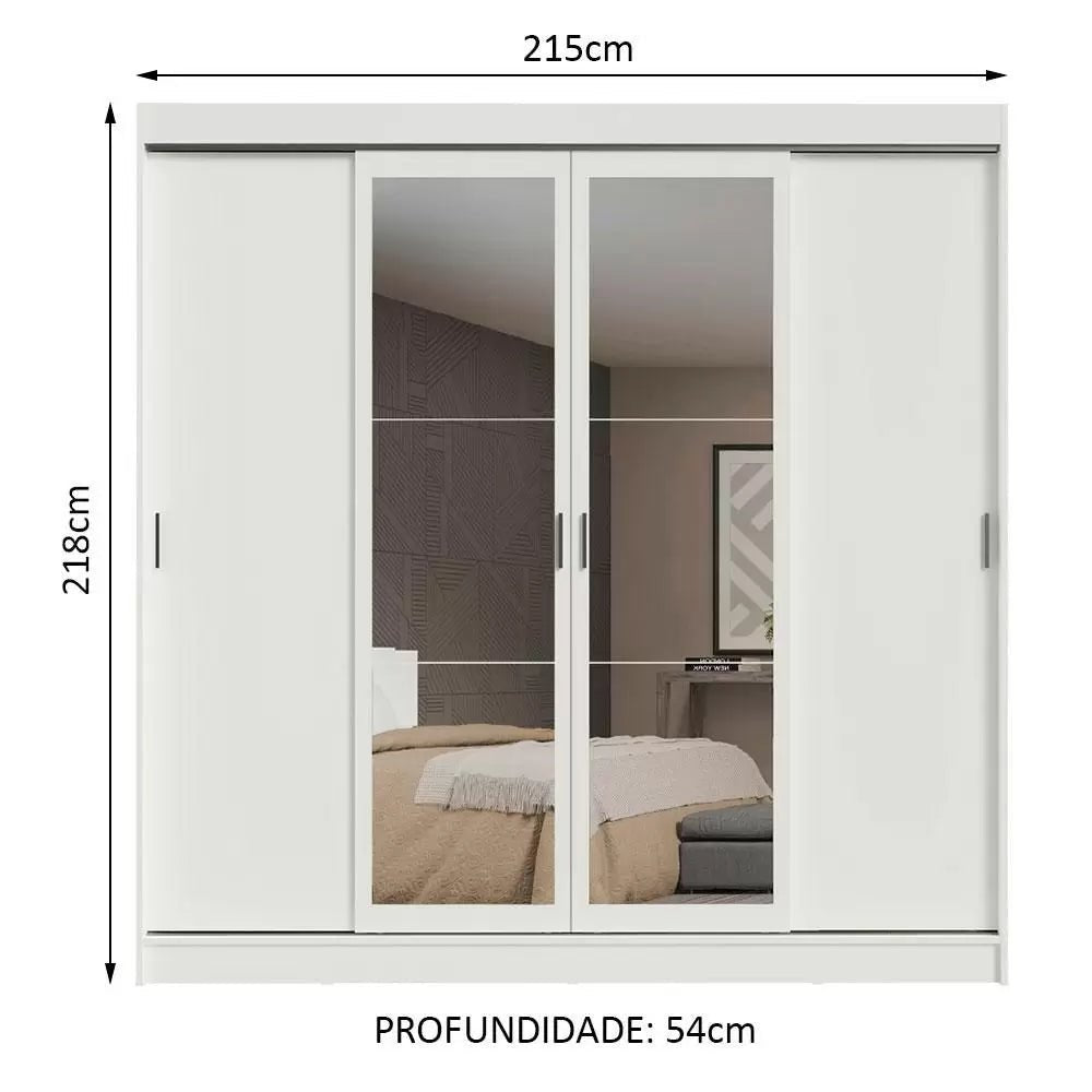 Ropero Matrimonial Austin 4 Puertas Corredizas 215cm 2 Espejos - Balton Hogar - 1028092E