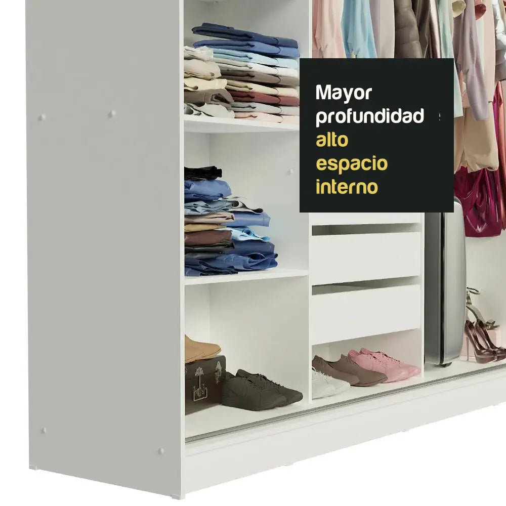 Ropero Matrimonial Austin 4 Puertas Corredizas 215cm 2 Espejos - Balton Hogar - 1028092E