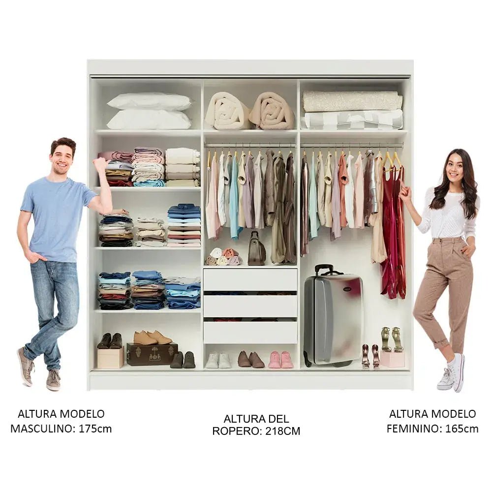 Ropero Matrimonial Austin 4 Puertas Corredizas 215cm 2 Espejos - Balton Hogar - 10288N2E