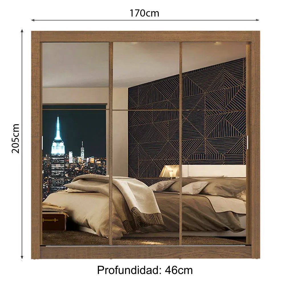 Ropero Matrimonial Monaco Pareja 3 Puertas 3 Espejos- Balton - 10935Z3E