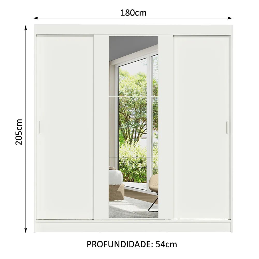 Ropero Matrimonial Reno Pareja 3 Puertas Corredizas con Espejo - Balton - 1095091E