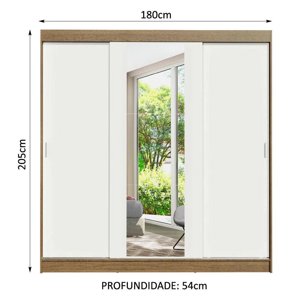 Ropero Matrimonial Reno Pareja 3 Puertas Corredizas con Espejo - Balton - 10956E1E