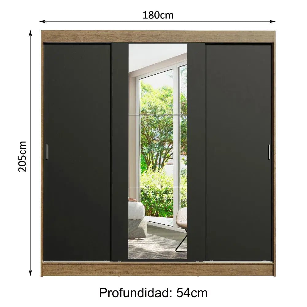 Ropero Matrimonial Reno Pareja 3 Puertas Corredizas con Espejo - Balton - 10957K1E