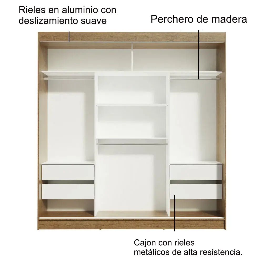 Ropero Matrimonial Reno Pareja 3 Puertas Corredizas con Espejo - Balton - 10957K1E