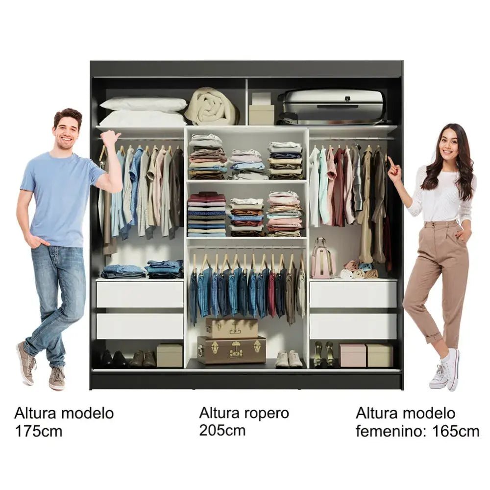 Ropero Matrimonial Reno Pareja 3 Puertas Corredizas con Espejo - Balton - 10958N1E