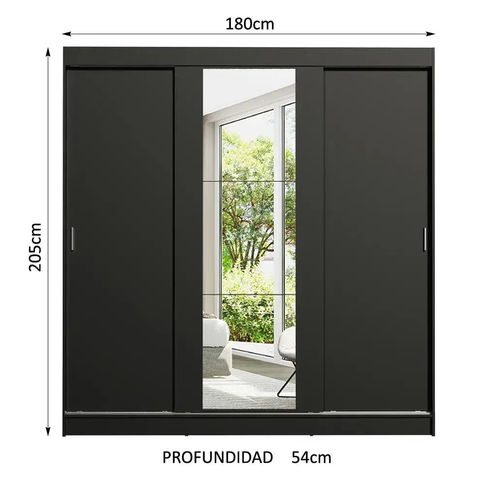 Ropero Matrimonial Reno Pareja 3 Puertas Corredizas con Espejo - Balton - 10958N1E