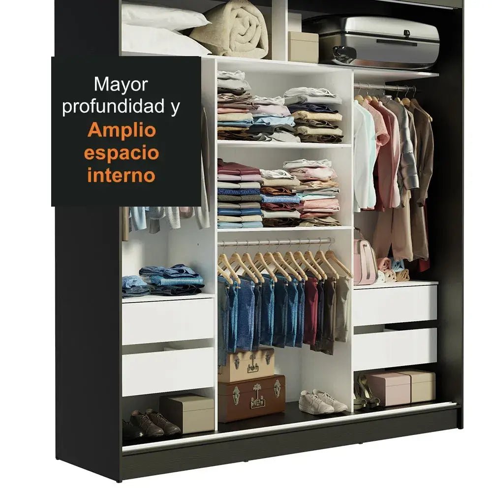 Ropero Matrimonial Reno Pareja 3 Puertas Corredizas con Espejo - Balton - 10958N1E