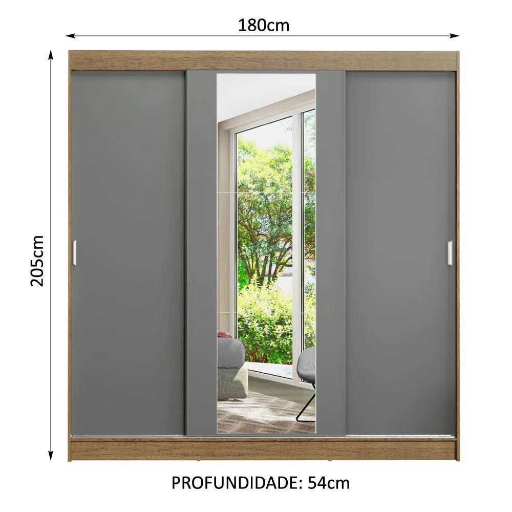 Ropero Matrimonial Reno Pareja 3 Puertas Corredizas con Espejo - Balton - 1095F91E