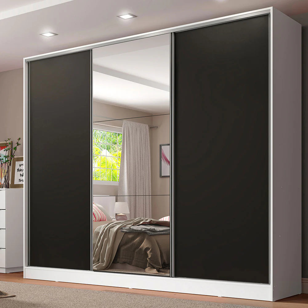 Ropero Placard Matrimonial 100% MDF Zurique 231cm Puertas Corredizas con 1 Espejo