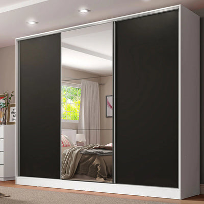 Ropero Placard Matrimonial 100% MDF Zurique 231cm Puertas Corredizas con 1 Espejo