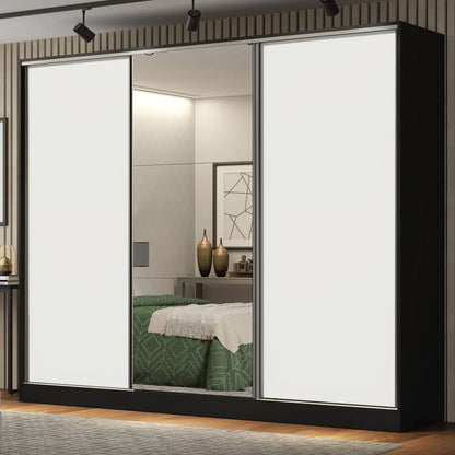 Ropero Placard Matrimonial 100% MDF Zurique 231cm Puertas Corredizas con 1 Espejo
