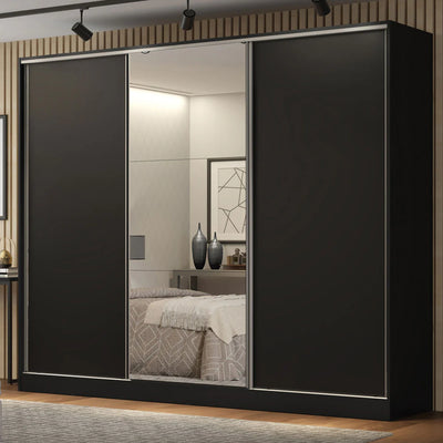 Ropero Placard Matrimonial 100% MDF Zurique 231cm Puertas Corredizas con 1 Espejo