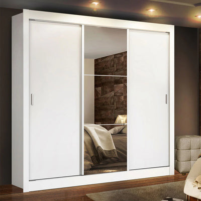 Ropero Placard Matrimonial Monaco 170CM con 1 Espejos 3 Puertas Corredizas