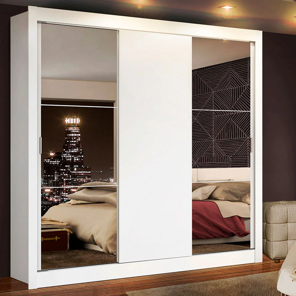 Ropero Placard Matrimonial Monaco 170CM con 2 Espejos 3 Puertas Corredizas