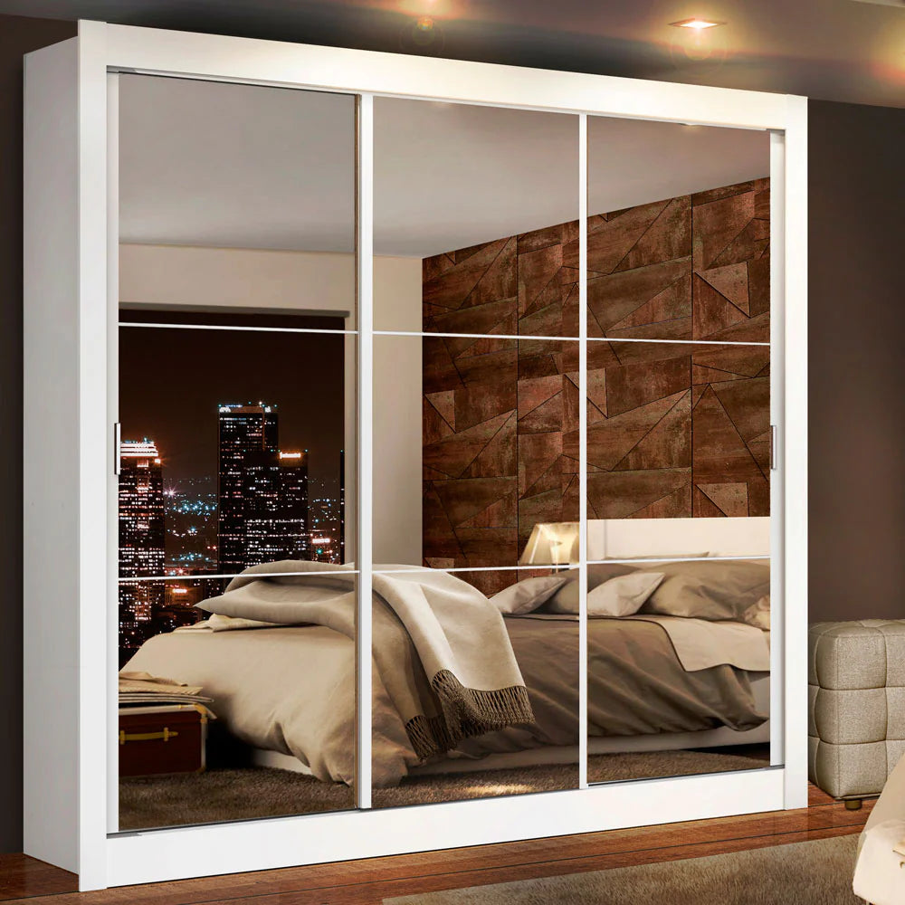 Ropero Placard Matrimonial Monaco 170CM con 3 Espejos 3 Puertas Corredizas