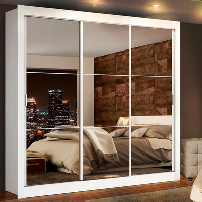 Ropero Placard Matrimonial Monaco 170CM con 3 Espejos 3 Puertas Corredizas