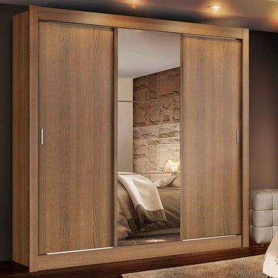 Ropero Placard Matrimonial Monaco 170CM con 1 Espejos 3 Puertas Corredizas