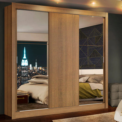 Ropero Placard Matrimonial Monaco 170CM con 2 Espejos 3 Puertas Corredizas