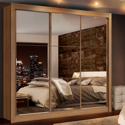 Ropero Placard Matrimonial Monaco 170CM con 3 Espejos 3 Puertas Corredizas