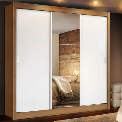 Ropero Placard Matrimonial Monaco 170CM con 1 Espejos 3 Puertas Corredizas