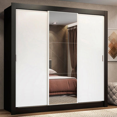 Ropero Placard Matrimonial Monaco 170CM con 1 Espejos 3 Puertas Corredizas