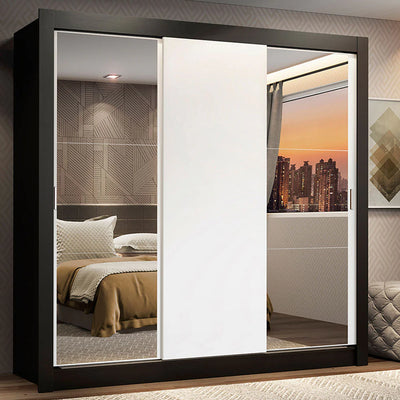 Ropero Placard Matrimonial Monaco 170CM con 2 Espejos 3 Puertas Corredizas