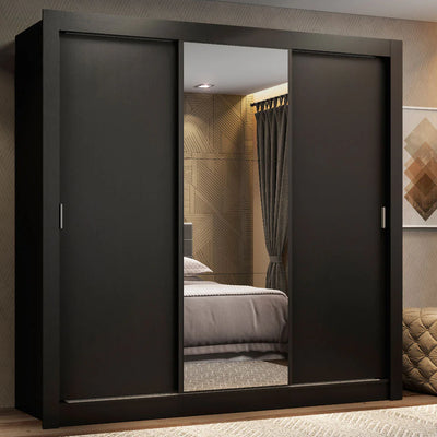 Ropero Placard Matrimonial Monaco 170CM con 1 Espejos 3 Puertas Corredizas