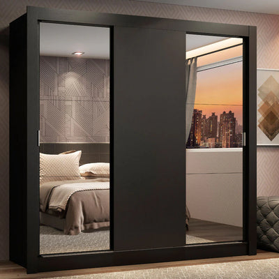 Ropero Placard Matrimonial Monaco 170CM con 2 Espejos 3 Puertas Corredizas