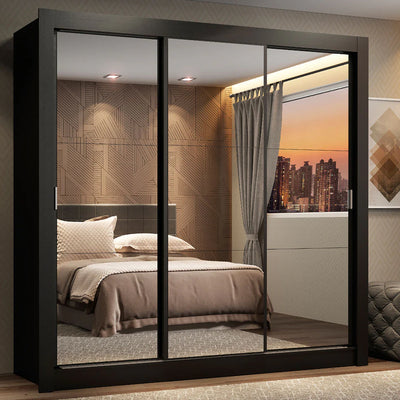 Ropero Placard Matrimonial Monaco 170CM con 3 Espejos 3 Puertas Corredizas
