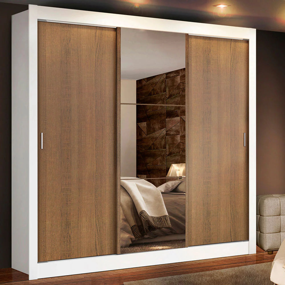 Ropero Placard Matrimonial Monaco 170CM con 1 Espejos 3 Puertas Corredizas