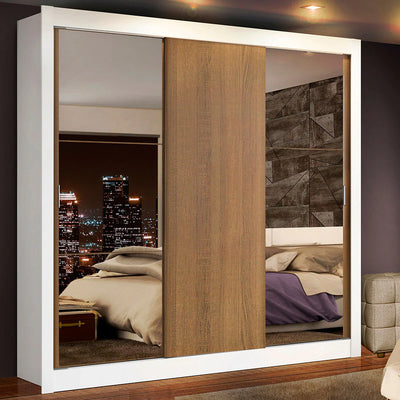 Ropero Placard Matrimonial Monaco 170CM con 2 Espejos 3 Puertas Corredizas