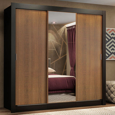 Ropero Placard Matrimonial Monaco 170CM con 1 Espejos 3 Puertas Corredizas