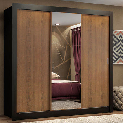 Ropero Placard Matrimonial Monaco 170CM con 1 Espejos 3 Puertas Corredizas