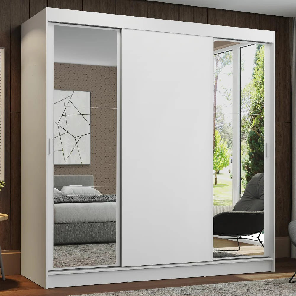 Ropero Placard Matrimonial Reno 180CM Pareja con 2 Espejos 3 Puertas Corredizas