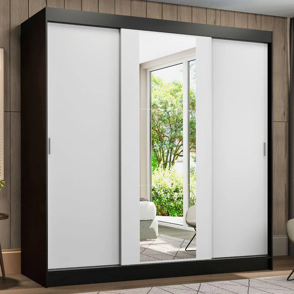 Ropero Placard Matrimonial Reno 180CM Pareja con 1 Espejo 3 Puertas Corredizas
