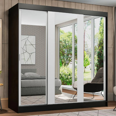 Ropero Placard Matrimonial Reno 180CM Pareja con 3 Espejos 3 Puertas Corredizas