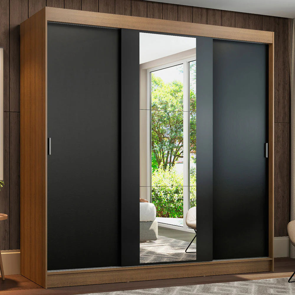 Ropero Placard Matrimonial Reno 180CM Pareja con 1 Espejo 3 Puertas Corredizas