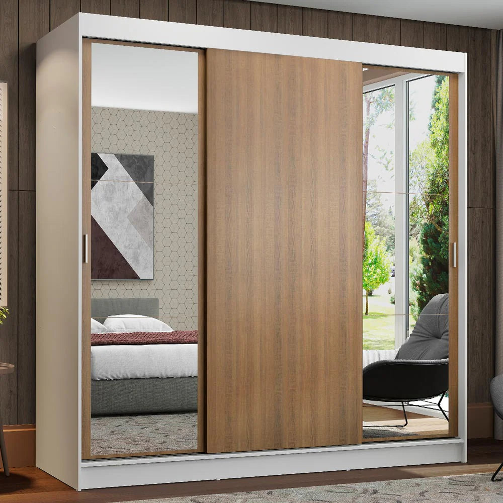 Ropero Placard Matrimonial Reno 180CM Pareja con 2 Espejos 3 Puertas Corredizas