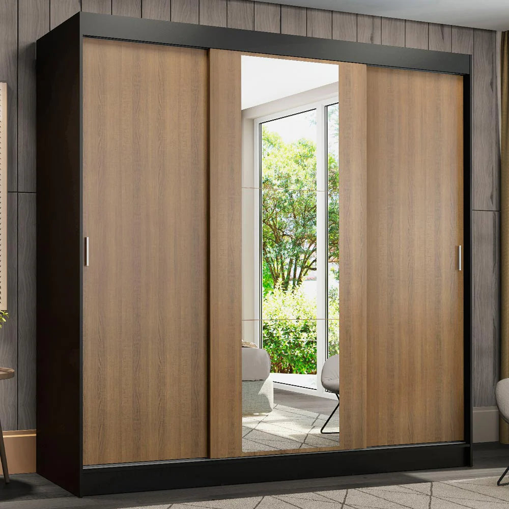 Ropero Placard Matrimonial Reno 180CM Pareja con 1 Espejo 3 Puertas Corredizas