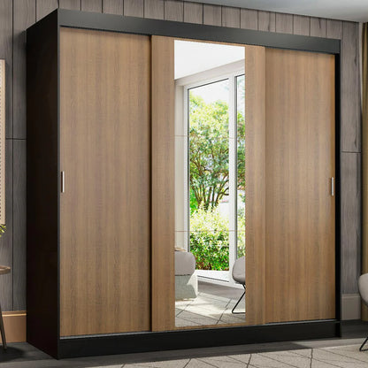 Ropero Placard Matrimonial Reno 180CM Pareja con 1 Espejo 3 Puertas Corredizas