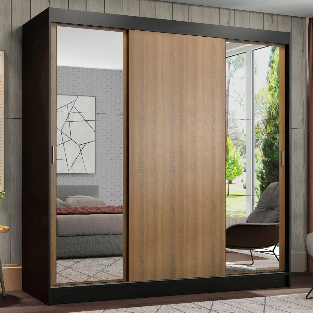 Ropero Placard Matrimonial Reno 180CM Pareja con 2 Espejos 3 Puertas Corredizas
