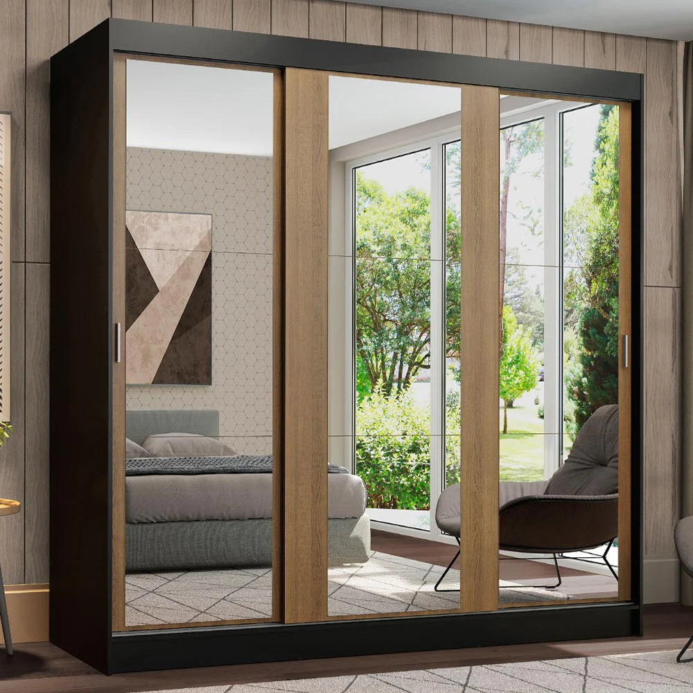 Ropero Placard Matrimonial Reno 180CM Pareja con 3 Espejos 3 Puertas Corredizas