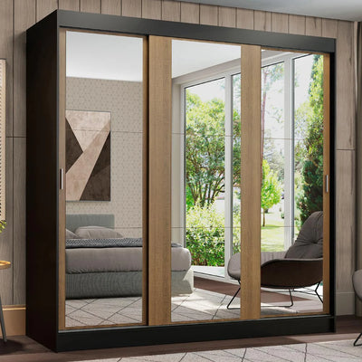 Ropero Placard Matrimonial Reno 180CM Pareja con 3 Espejos 3 Puertas Corredizas