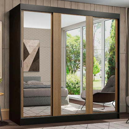 Ropero Placard Matrimonial Reno 180CM Pareja con 3 Espejos 3 Puertas Corredizas