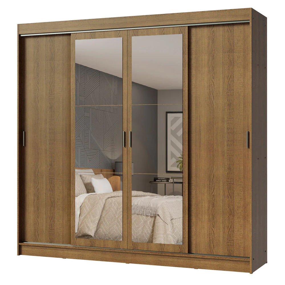 Ropero Placard Matrimonial Austin 4 Puertas Corredizas 215cm con 2 Espejos